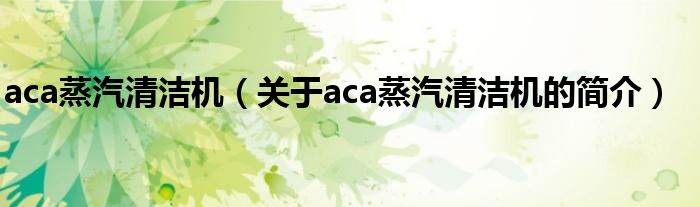 aca蒸汽清潔機（關于aca蒸汽清潔機的簡介）