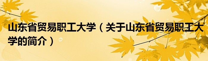 山東省貿(mào)易職工大學(xué)（關(guān)于山東省貿(mào)易職工大學(xué)的簡介）