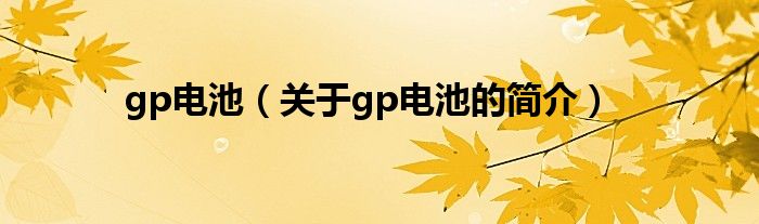 gp電池（關(guān)于gp電池的簡介）