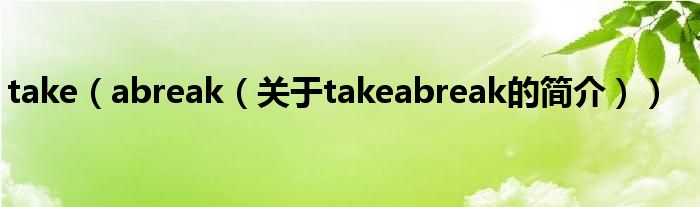 take（abreak（關(guān)于takeabreak的簡介））