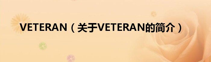 VETERAN（關(guān)于VETERAN的簡介）