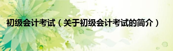 初級(jí)會(huì)計(jì)考試（關(guān)于初級(jí)會(huì)計(jì)考試的簡(jiǎn)介）