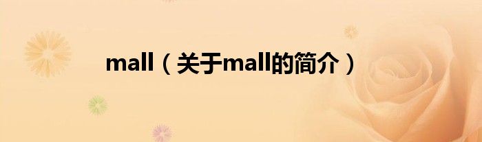 mall（關(guān)于mall的簡(jiǎn)介）