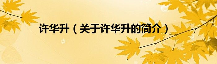 許華升（關(guān)于許華升的簡(jiǎn)介）