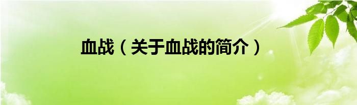 血戰(zhàn)（關(guān)于血戰(zhàn)的簡(jiǎn)介）