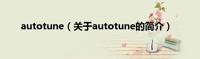 autotune（關于autotune的簡介）