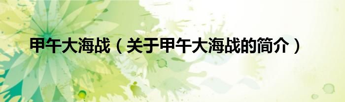 甲午大海戰(zhàn)（關(guān)于甲午大海戰(zhàn)的簡(jiǎn)介）