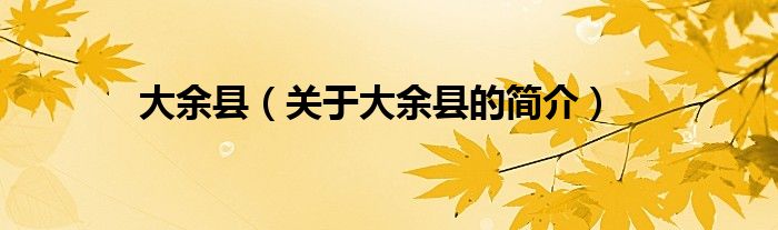 大余縣（關(guān)于大余縣的簡介）