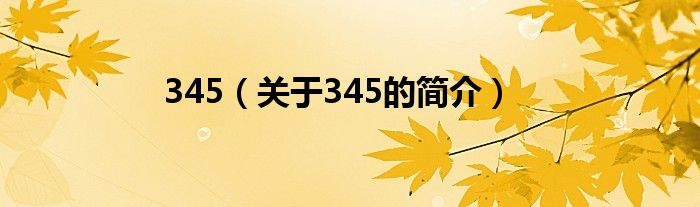 345（關(guān)于345的簡介）