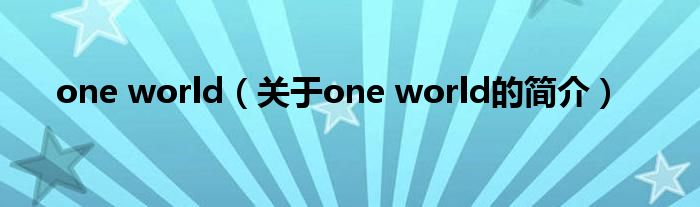 one world（關于one world的簡介）