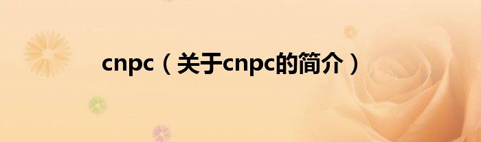 cnpc（關(guān)于cnpc的簡(jiǎn)介）