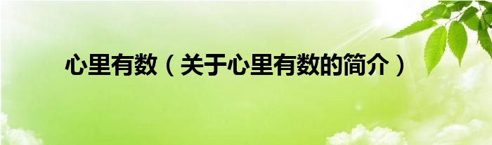 心里有數(shù)（關(guān)于心里有數(shù)的簡(jiǎn)介）