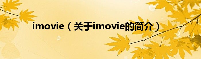 imovie（關(guān)于imovie的簡介）