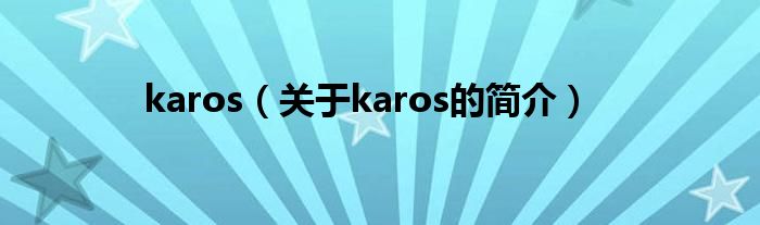 karos（關(guān)于karos的簡介）