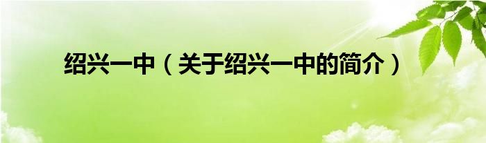 紹興一中（關(guān)于紹興一中的簡介）