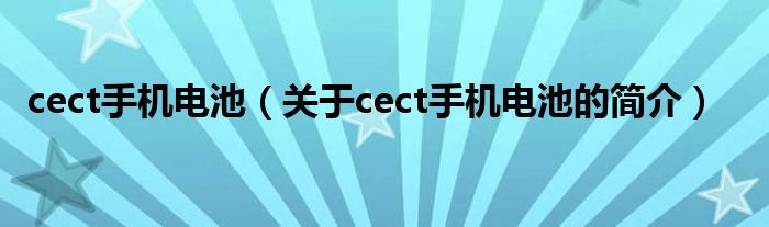 cect手機電池（關于cect手機電池的簡介）