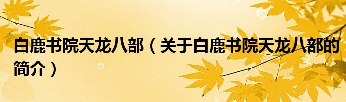 白鹿書(shū)院天龍八部（關(guān)于白鹿書(shū)院天龍八部的簡(jiǎn)介）