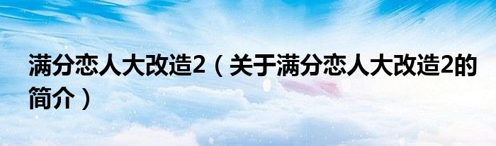 滿分戀人大改造2（關(guān)于滿分戀人大改造2的簡(jiǎn)介）