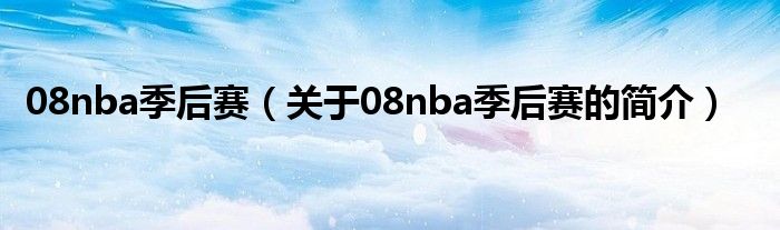 08nba季后賽（關(guān)于08nba季后賽的簡介）