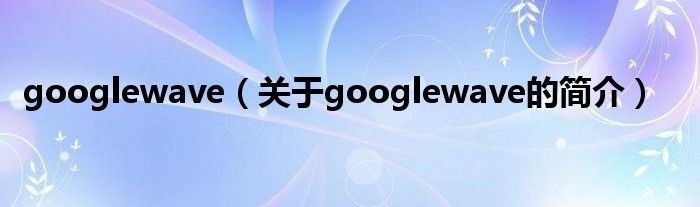 googlewave（關(guān)于googlewave的簡(jiǎn)介）