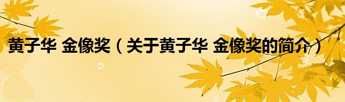 黃子華 金像獎(jiǎng)（關(guān)于黃子華 金像獎(jiǎng)的簡介）