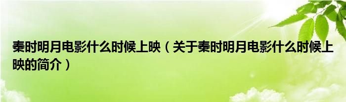 秦時(shí)明月電影什么時(shí)候上映（關(guān)于秦時(shí)明月電影什么時(shí)候上映的簡(jiǎn)介）