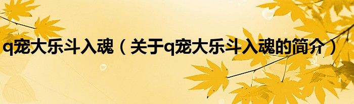 q寵大樂斗入魂（關(guān)于q寵大樂斗入魂的簡介）