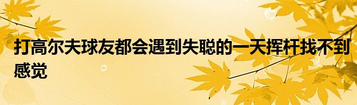 打高爾夫球友都會遇到失聰?shù)囊惶鞊]桿找不到感覺