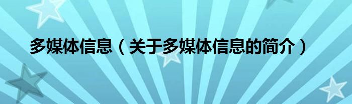 多媒體信息（關(guān)于多媒體信息的簡(jiǎn)介）