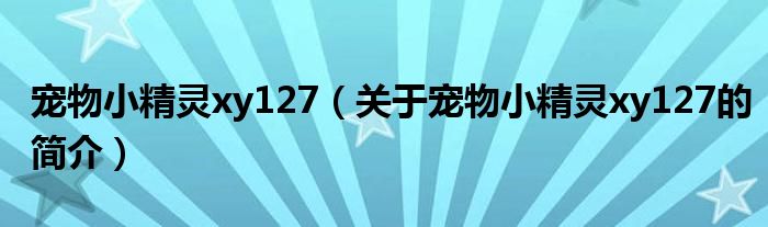 寵物小精靈xy127（關(guān)于寵物小精靈xy127的簡介）