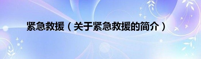 緊急救援（關(guān)于緊急救援的簡介）