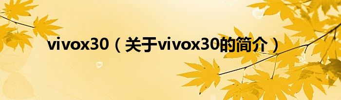 vivox30（關(guān)于vivox30的簡(jiǎn)介）