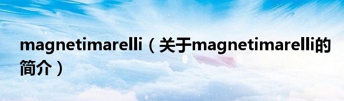 magnetimarelli（關(guān)于magnetimarelli的簡(jiǎn)介）