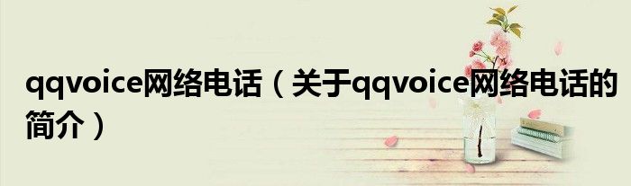 qqvoice網(wǎng)絡(luò)電話（關(guān)于qqvoice網(wǎng)絡(luò)電話的簡(jiǎn)介）