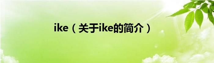 ike（關于ike的簡介）