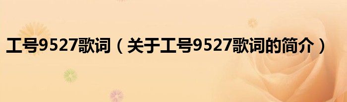 工號9527歌詞（關于工號9527歌詞的簡介）