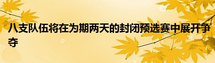 八支隊(duì)伍將在為期兩天的封閉預(yù)選賽中展開爭(zhēng)奪