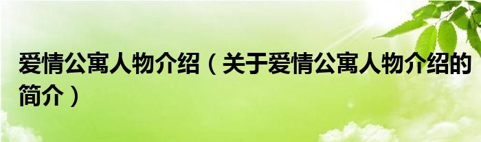 愛(ài)情公寓人物介紹（關(guān)于愛(ài)情公寓人物介紹的簡(jiǎn)介）