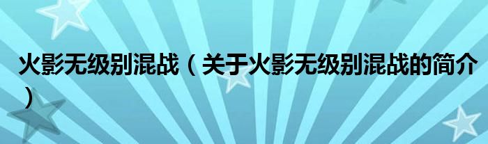 火影無級(jí)別混戰(zhàn)（關(guān)于火影無級(jí)別混戰(zhàn)的簡介）