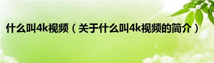 什么叫4k視頻（關(guān)于什么叫4k視頻的簡介）