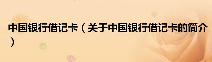 中國(guó)銀行借記卡（關(guān)于中國(guó)銀行借記卡的簡(jiǎn)介）