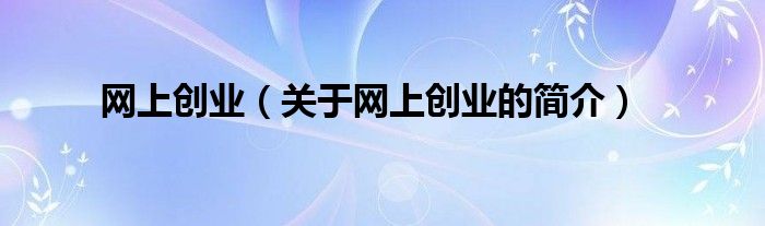 網(wǎng)上創(chuàng)業(yè)（關(guān)于網(wǎng)上創(chuàng)業(yè)的簡(jiǎn)介）