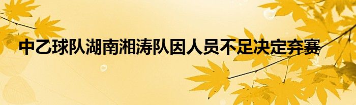 中乙球隊湖南湘濤隊因人員不足決定棄賽