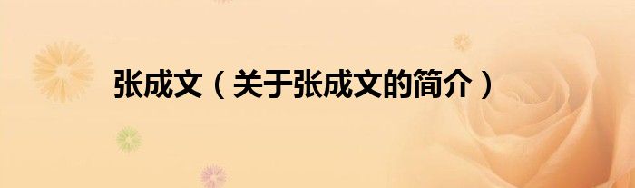 張成文（關(guān)于張成文的簡(jiǎn)介）