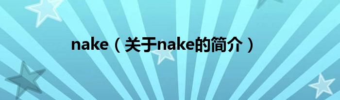 nake（關(guān)于nake的簡介）