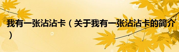 我有一張沾沾卡（關(guān)于我有一張沾沾卡的簡(jiǎn)介）