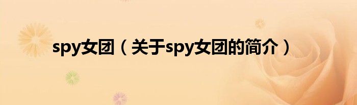 spy女團（關于spy女團的簡介）