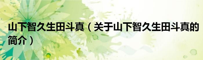 山下智久生田斗真（關(guān)于山下智久生田斗真的簡介）