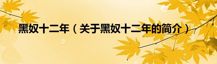 黑奴十二年（關(guān)于黑奴十二年的簡(jiǎn)介）