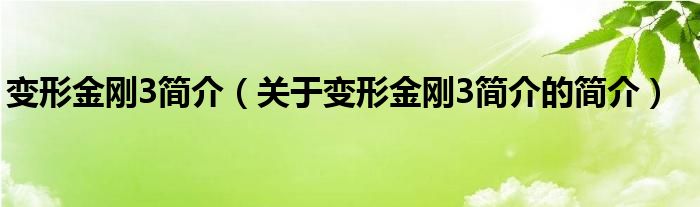 變形金剛3簡(jiǎn)介（關(guān)于變形金剛3簡(jiǎn)介的簡(jiǎn)介）